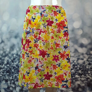 Honey Brand Sweet Threads sz M Elastic Waist Floral Zip Back Skirt